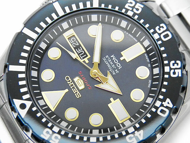 セイコー　SEIKO　メンズ腕時計　セイコー5　スポーツ　SRP605J1　自動巻　ブルー　100m防水　デイデイト　【中古】【コンビニ受取対応商品】