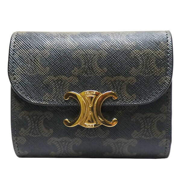 セリーヌ CELINE トリオンフ スモール フラップウォレット 三つ折り財布 10D782CQH.04LU 【中古】【コンビニ受取対応商品】