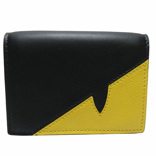 樂天商城 - フェンディ　FENDI　BUGS　モンスター　三つ折り財布/コンパクトウォレット　7M0280　ブラック/イエロー　【中古】【コンビニ受取対応商品】