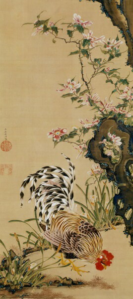 おしゃれ ふすま紙 伊藤若冲3　デザイン襖紙（襖/ふすま/鳥の子/和紙/オシャレ/和風/和柄/鳥/張替/通販)