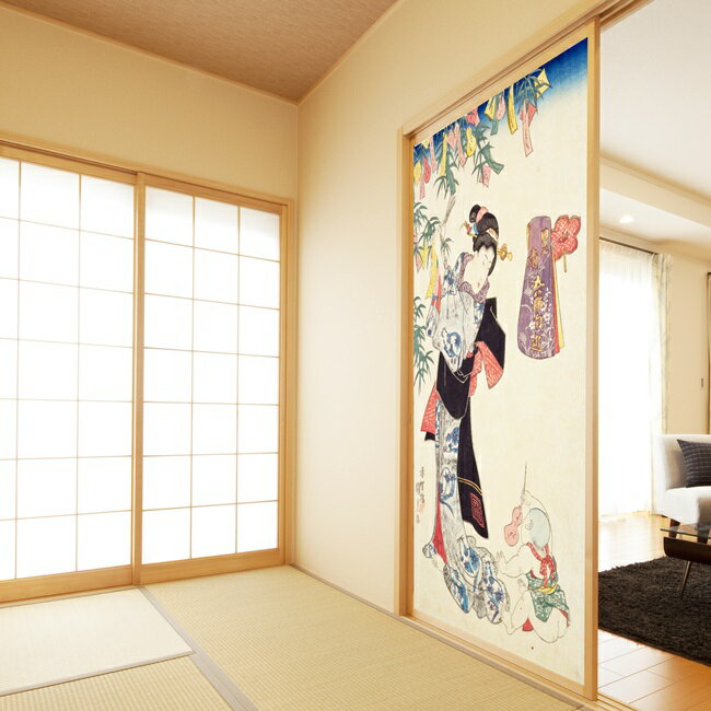 おしゃれ ふすま紙 七夕　1枚柄　デザイン襖紙（襖/ふすま/鳥の子/和紙/オシャレ/和風/和柄/張替/通販)