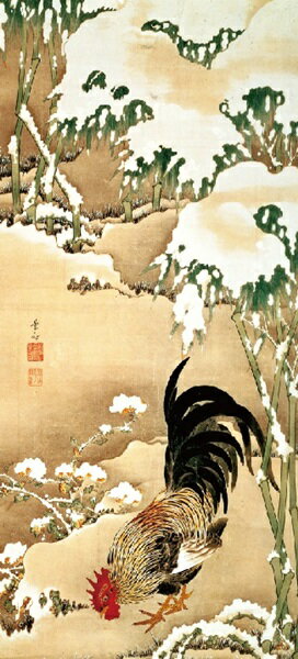 おしゃれ ふすま紙 伊藤若冲8　デザイン襖紙（襖/ふすま/鳥の子/和紙/オシャレ/和風/和柄/張替/通販)