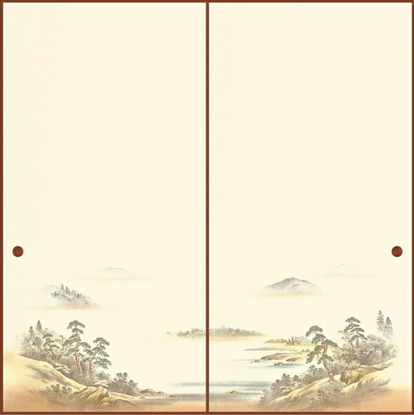 織物襖紙　2枚組　紫水翠明　No．515　中級品　手撒き砂子襖絵（襖/襖紙/ふすま/ふすま紙/糸入り/織物/..