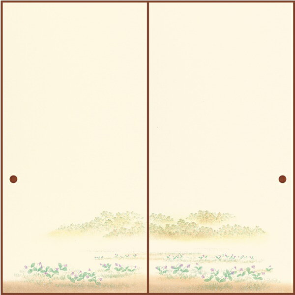 織物襖紙　2枚組　かたくりの里　No．523　中級品　手撒き砂子襖絵（襖/襖紙/ふすま/ふすま紙/糸入り/織物/押入れ/張替)