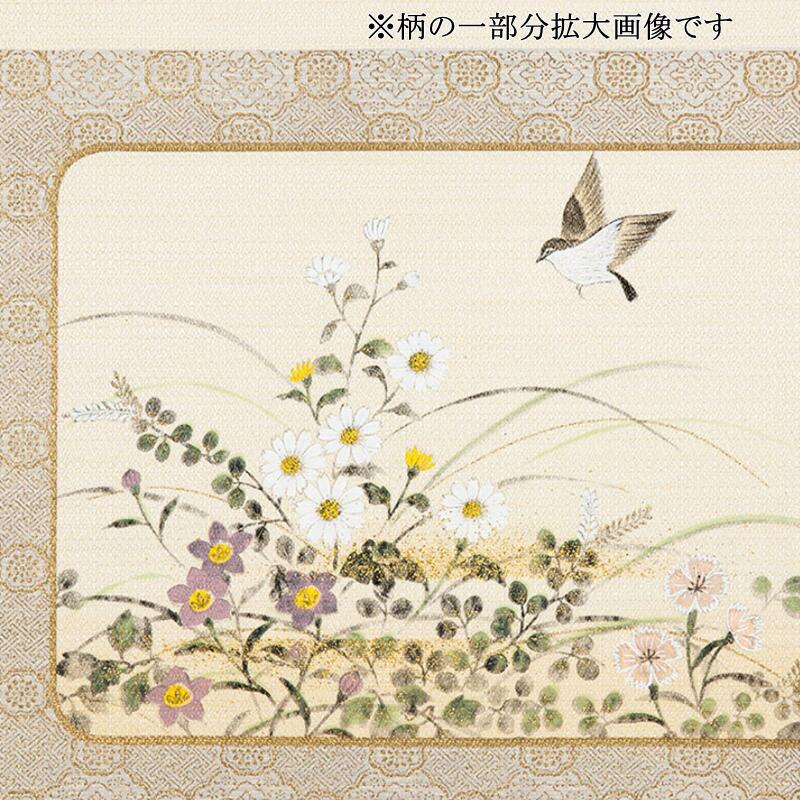 高級織物襖紙　小鳥と草花　2枚組　No．863　（襖/襖紙/ふすま/糸入り/織物/押入れ/張り替え/張替え)