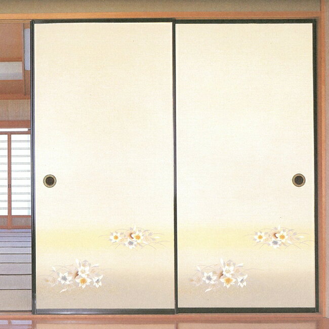 高級織物襖紙　ユリ　1枚柄　No．864　（襖/襖紙/ふすま/糸入り/織物/押入れ/張替)