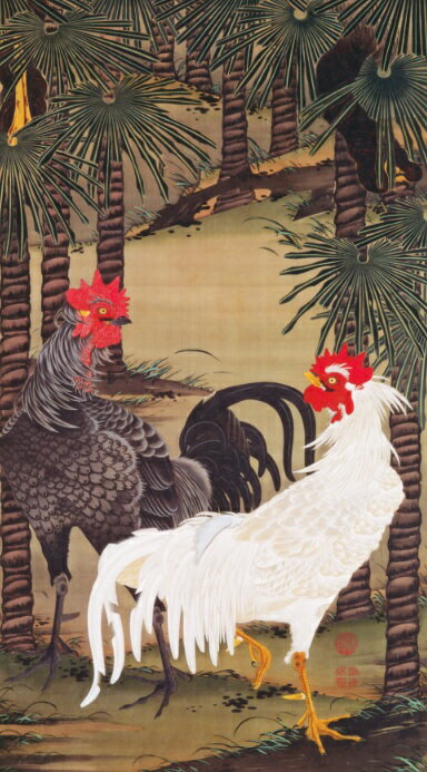 おしゃれ ふすま紙 伊藤若冲17　デザイン襖紙（襖/ふすま/鳥の子/和紙/オシャレ/和風/和柄/鳥/張替/通販)