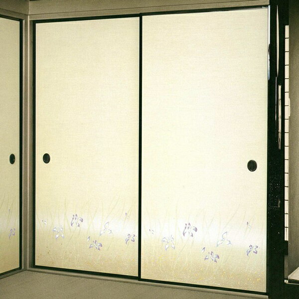 【丈長サイズ】高級織物襖紙　菖蒲（あやめ）　1枚柄　（襖/襖紙/ふすま/ふすま紙/糸入り/織物/押入れ/..