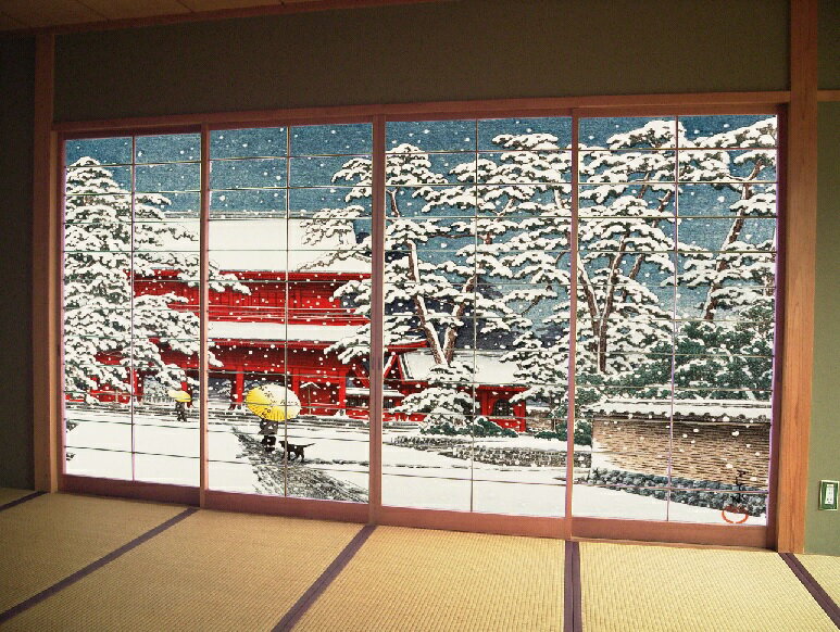 デザイン障子紙 雪の増上寺 (しょうじ紙/カラー/豪華/柄/和風/和柄/オシャレ/通販)