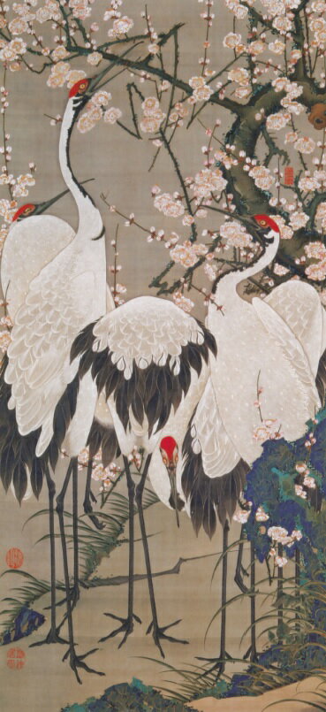 おしゃれ ふすま紙 伊藤若冲10　デザイン襖紙（襖/ふすま/鳥の子/和紙/オシャレ/和風/和柄/鳥/張替/通販)