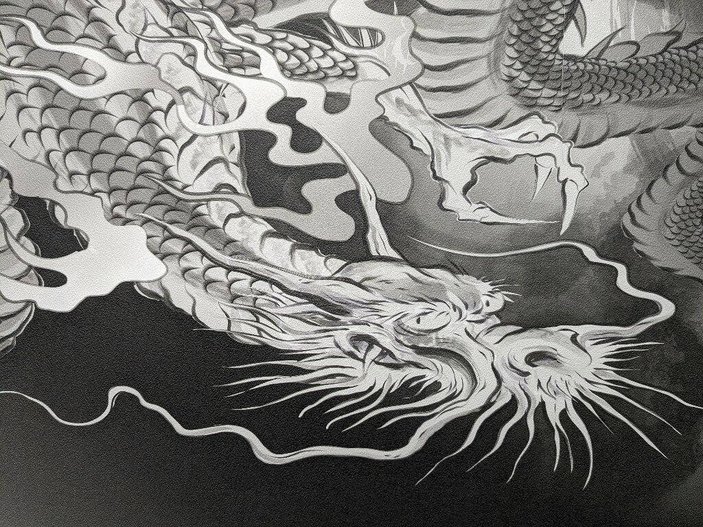 Rakuten - シール式デザイン壁紙　龍（ドラゴン）（かべ紙/クロス/貼って剥がせる/裏面剥離紙/再剥離タイプ/和柄/糊付き/張り替え/張替え/サイズ変更可能)