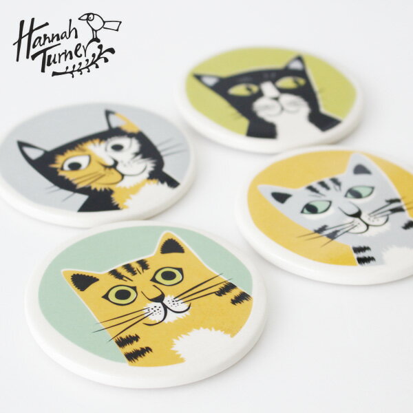 Hannah Turner(ハンナターナー)Cat Coasters Set Of 4 コースター4枚セット（猫