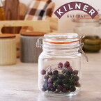 KILNER キルナー 保存容器 SQUARE CLIPTOP JAR 1L （ クリップトップジャー 1000ml 保存瓶 ガラス 密閉 食洗機対応 保存 瓶 パッキン付き ガラス容器 食品 ガラス瓶 四角 調味料 密封容器 密閉容器 大きい お菓子 果実酒 梅酒 乾物 ）