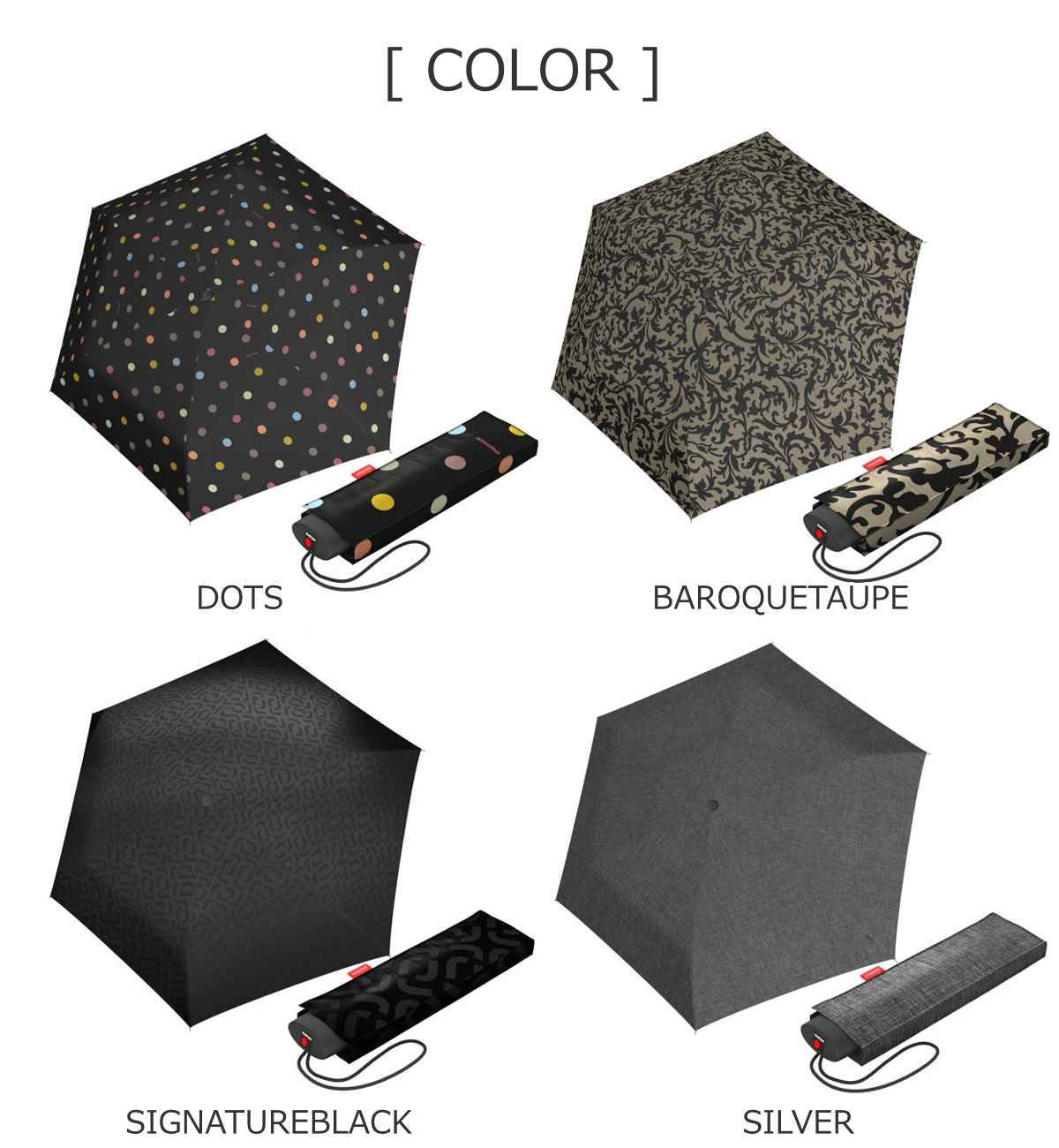 reisenthel ライゼンタール 折りたたみ傘 97cm UMBRELLA POCKET MINI DOTS （ 傘 折りたたみ レディース メンズ 大きい 軽量 丈夫 折り畳み アンブレラ 頑丈 撥水 速乾 グラスファイバー フラット 男女兼用 ）