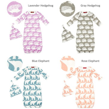 【送料無料】MILKBARN(ミルクバーン)NEWBORN GOWN&HAT SET新生児用帽子&カバーオールのセット(出産祝い ローブ ベビー服 スリーパー ポンチョ ハット キャップ オーガニック ギフト プレゼント おくるみ)