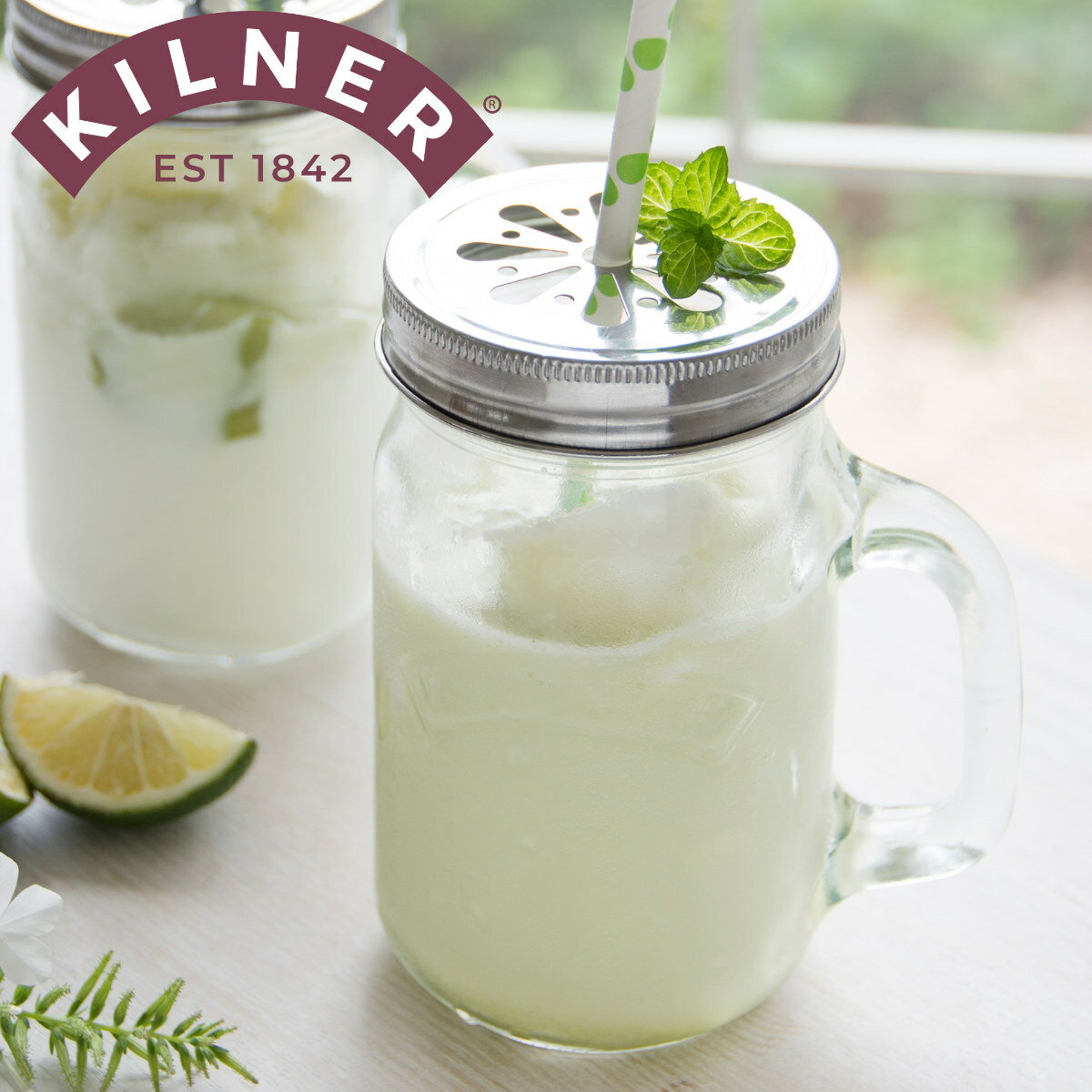 KILNER キルナー 持ち手付きジャー 0.4L HANDLE JAR 0.4L with FLOWER RID （ 保存容器 キルナー ジャ..