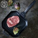 グリルパン STEAK CHAMP CAST IRON GRILLING PAN 26cm 四角 取っ手 取り外し （ フライパン グリル 鉄 ハンドル着脱 IH 直火 焚火 対応 アウトドア ステーキチャンプ バーべキュー オーブン ストーブ シーズニング済 キャンプ ）