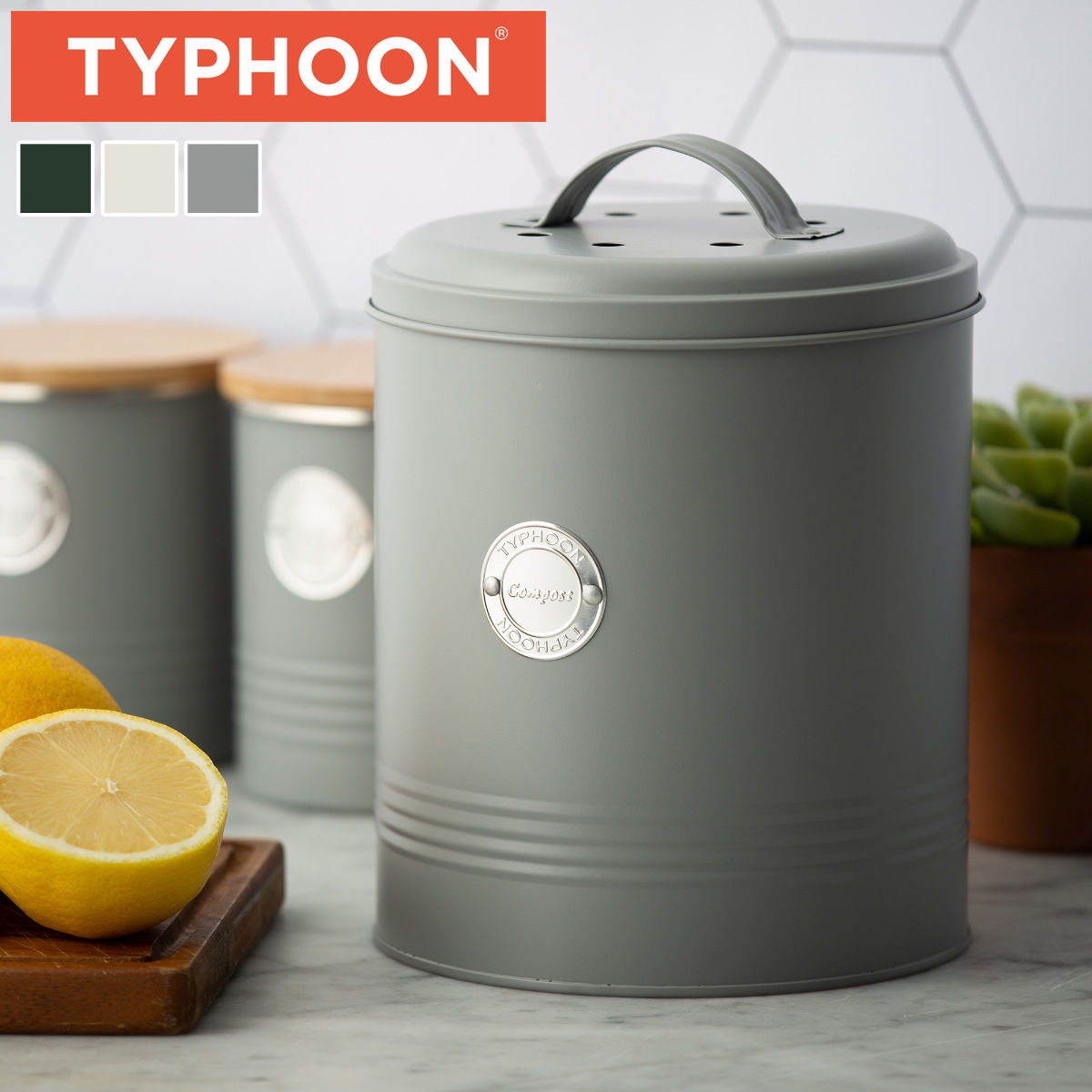 TYPHOON タイフーン コンポスト COMPOST CADDY 2.5L LIVING （ ゴミ箱 生ごみ 水切り バケツ コンポストキャディ 堆肥 堆肥コンポスター ボックス フタ付き ダストボックス 生ごみ処理 コンパクト 水切りポット フィルター ）