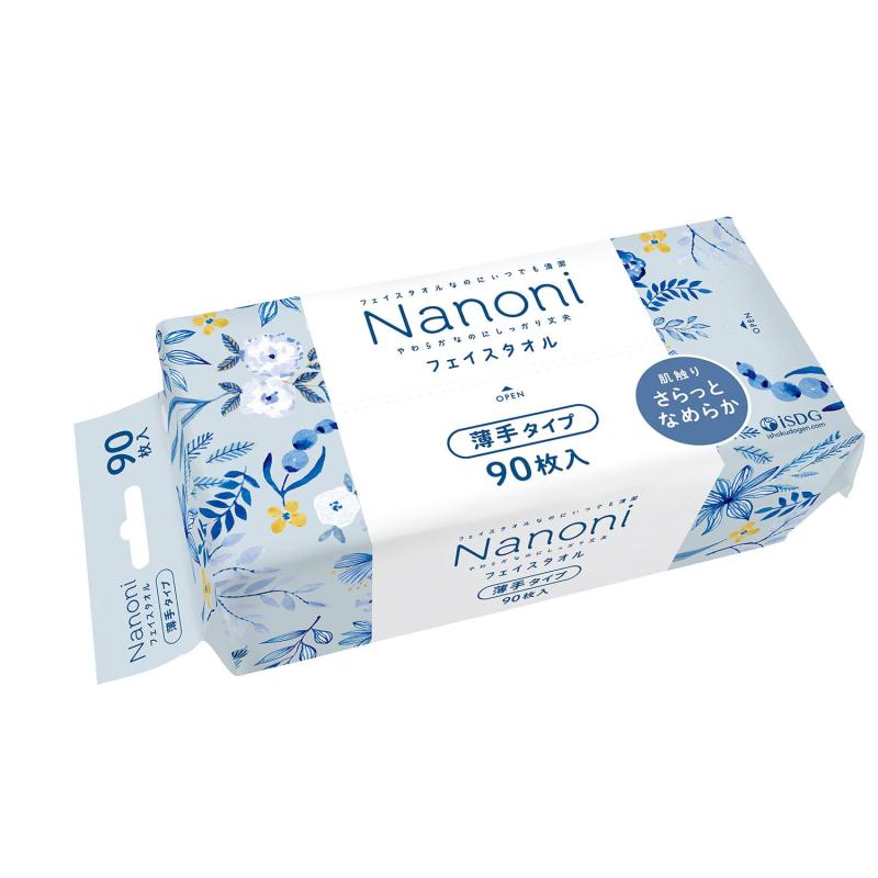 Nanoni いつでも清潔 Face towel (フェイスタオル) 薄手タイプ 90枚入り 医食同源ドットコム iSDG