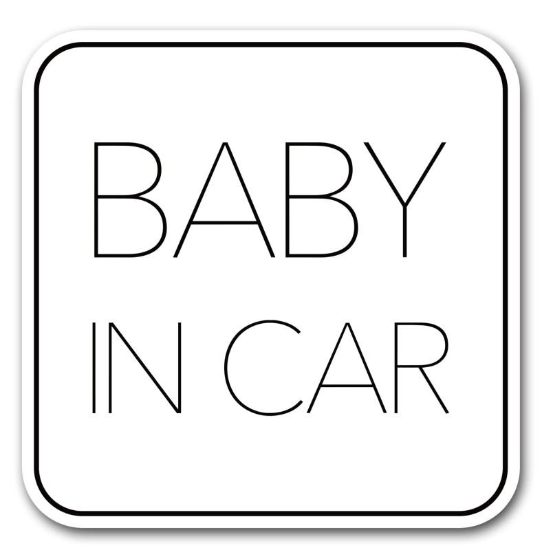 ベビーインカー マグネット【 シンプルデザイン 】Baby in car 赤ちゃん乗っています Baby On Board ステッカー サイン ホワイト
