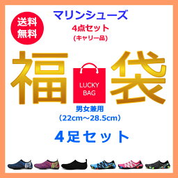 【送料無料】福袋 4点セット キャリー品 マリンシューズ レディース メンズ 男女兼用 サイズ 22cm 22.5cm 23cm 23.5cm 24cm 24.5cm 25cm 25.5cm 26cm 26.5cm 27cm 27.5cm 軽量 通気 排水機能 柔軟性