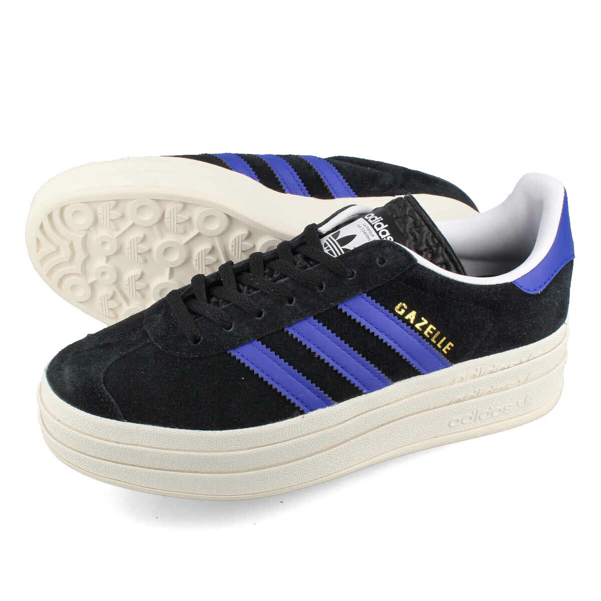 アディダス 15時迄のご注文で即日発送可 adidas GAZELLE BOLD W アディダス ガゼル ガッツレー ボールド ウィメンズ レディース ローカット CORE BLACK/LUCID BLUE/GOLD METALLIC ブラック hq4408