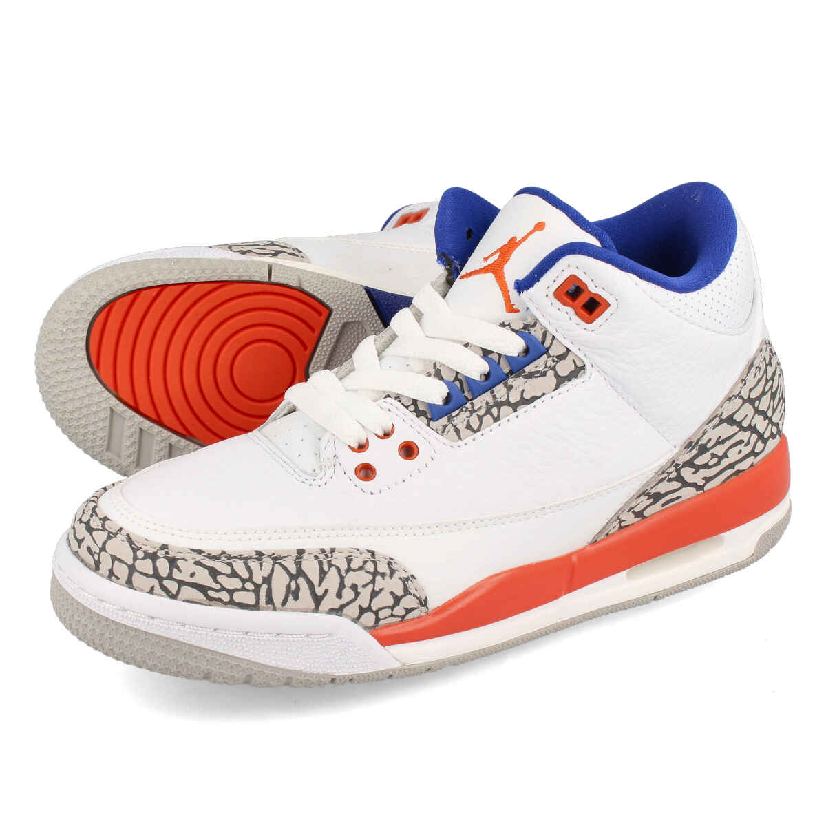 15時までのご注文で即日発送 NIKE AIR JORDAN 3 RETRO GS 【KNICKS】 ナイキ エアージョーダン 3 レトロ GS WHITE/OLD ROYAL/UNIVERSITY ORANGE/TECH GREY 398614-148