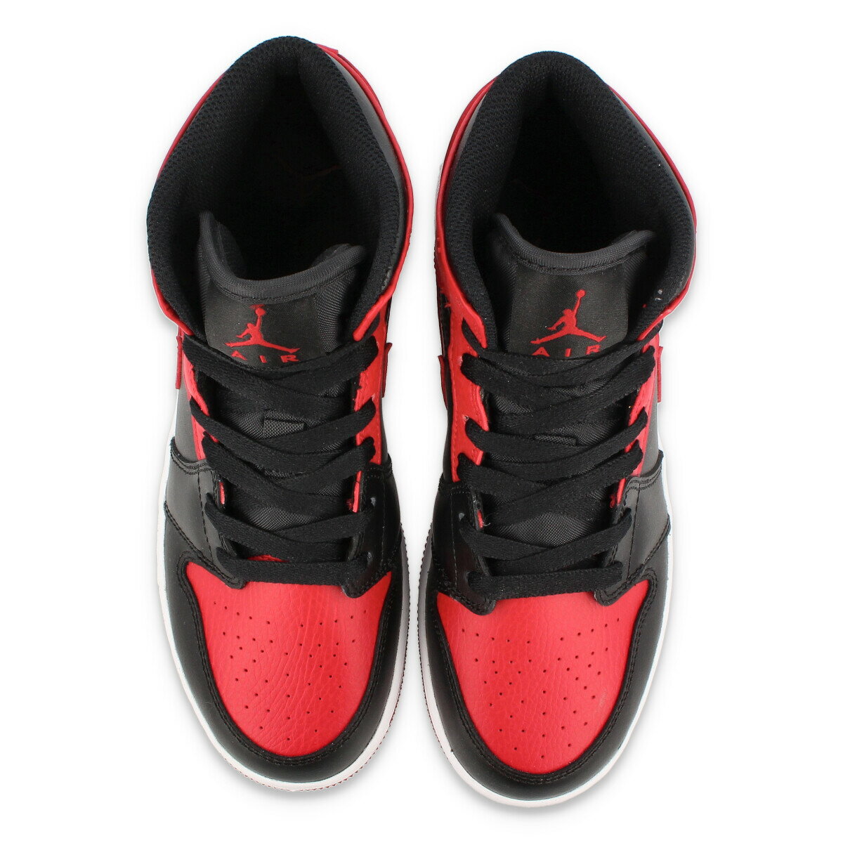 15時迄のご注文で即日発送可 NIKE AIR JORDAN 1 MID GS 【BRED】 ナイキ エア ジョーダン 1 ミッド GS BLACK/GYM RED/WHITE 554725-074 2