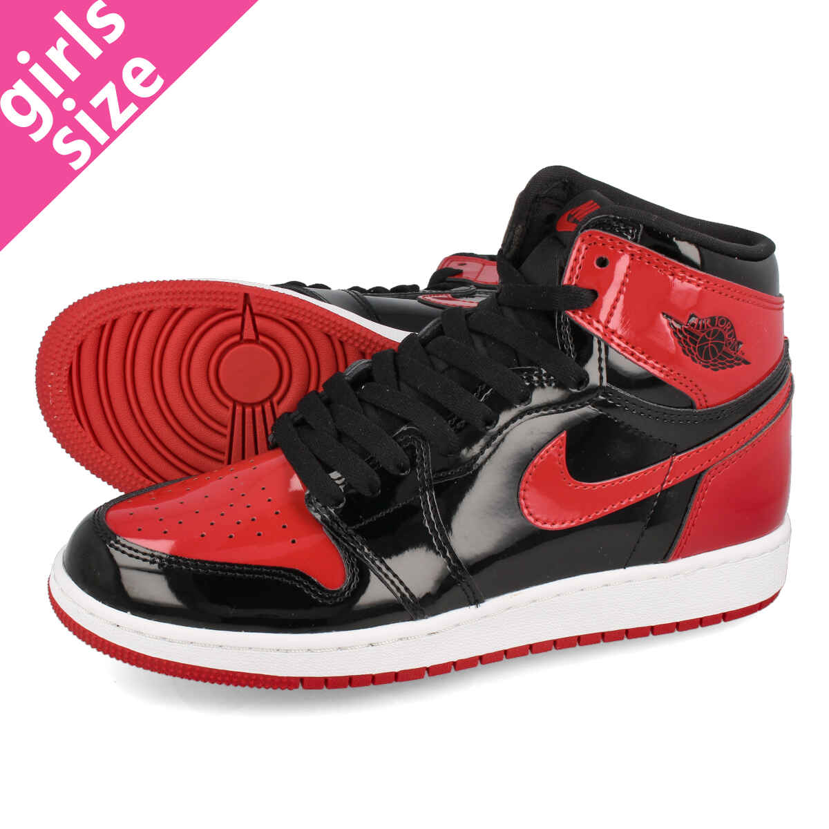 15時迄のご注文で即日発送可 NIKE AIR JORDAN 1 RETRO HIGH OG GS 【BRED PATENT】 ナイキ エア ジョーダン 1 レトロ ハイ OG GS BLACK/WHITE/VARSITY RED 575441-063