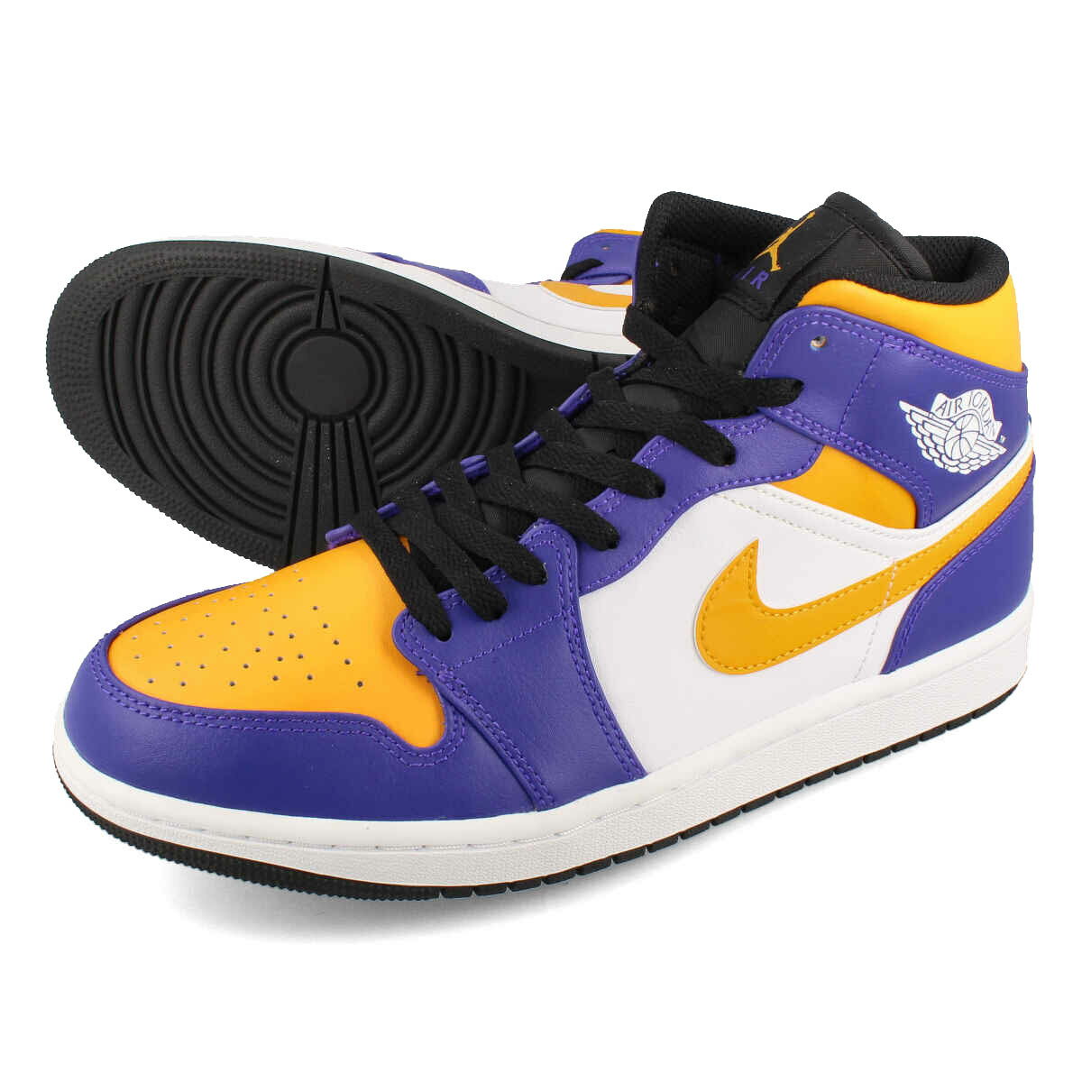 15時迄のご注文で即日発送可 NIKE AIR JORDAN 1 MID 【LAKERS】 ナイキ エア ジョーダン 1 ミッド レイカーズ メンズ スニーカー ミドルカット DARK CONCORD/TAXI/WHITE/BLACK パープル イエロー ホワイト DQ8426-517 1