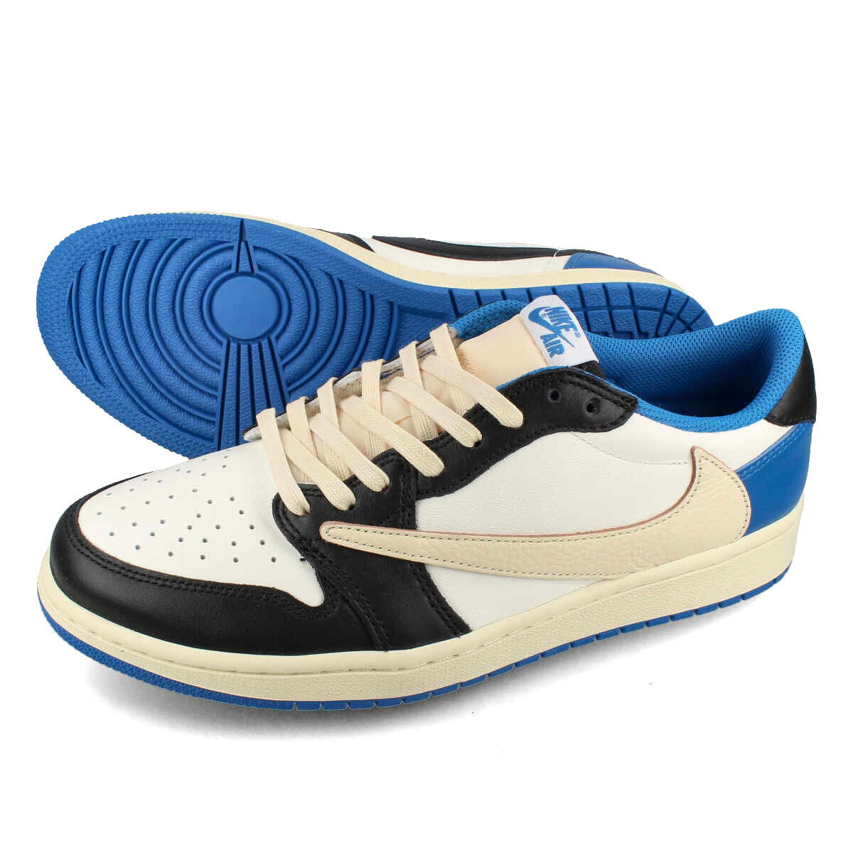 NIKE AIR JORDAN 1 LOW OG SP 【TRAVIS SCOTT × FRAGMENT】 ナイキ エア ジョーダン 1 ロー OG SP トラヴィス スコット×フラグメント メンズ ローカット SAIL/MILITARY BLUE/BLACK/MUSLINE ベージュ dm7866-140