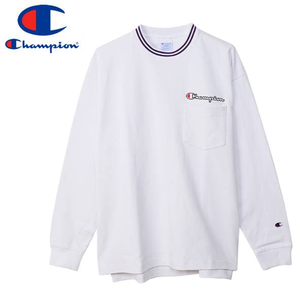  15時迄のご注文で即日発送可 CHAMPION LONG SLEEVE T-SHIRT  チャンピオン アクションスタイル ロングスリーブ Tシャツ WHITE c3-r403-010