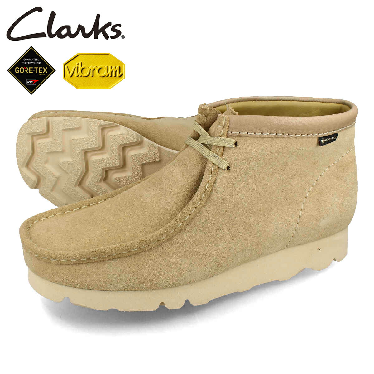 15時迄のご注文で即日発送可 CLARKS WALLABEE BOOT GTX クラークス ワラビーブーツ ゴアテックス メンズ ブーツ MAPLE ベージュ 26168545