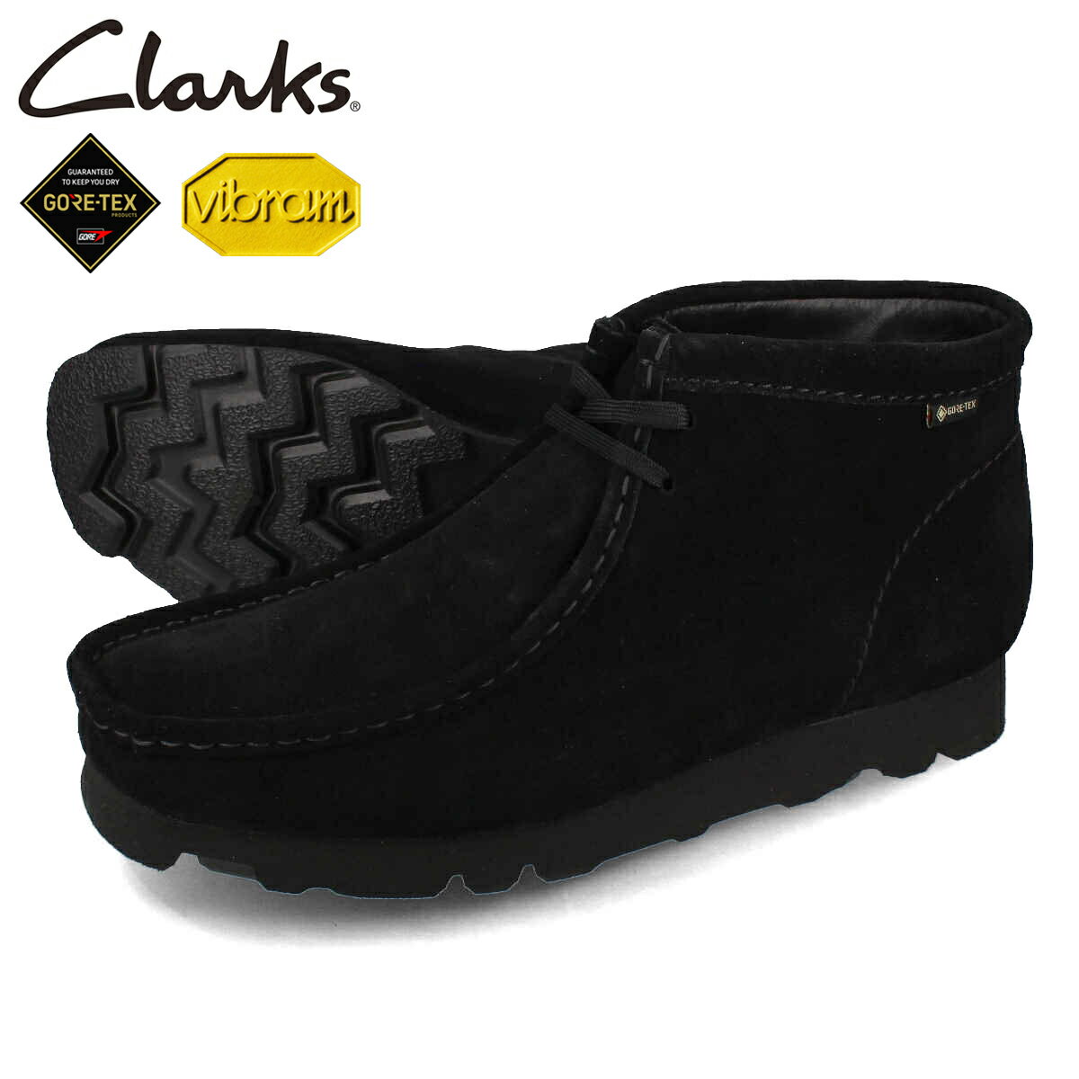 15時迄のご注文で即日発送可 CLARKS WALLABEE BOOT GTX クラークス ワラビーブーツ ゴアテックス メンズ ブーツ BLACK ブラック 26173318