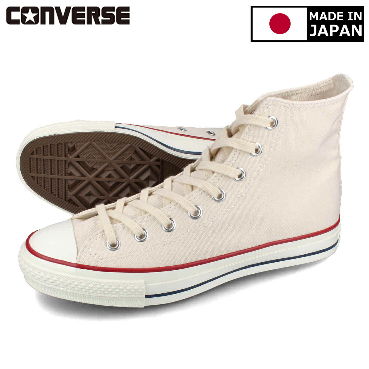 15時迄のご注文で即日発送可 CONVERSE CANVAS ALL STAR J HI 【MADE IN JAPAN】【日本製】 コンバース オールスター J HI NATURAL WHITE