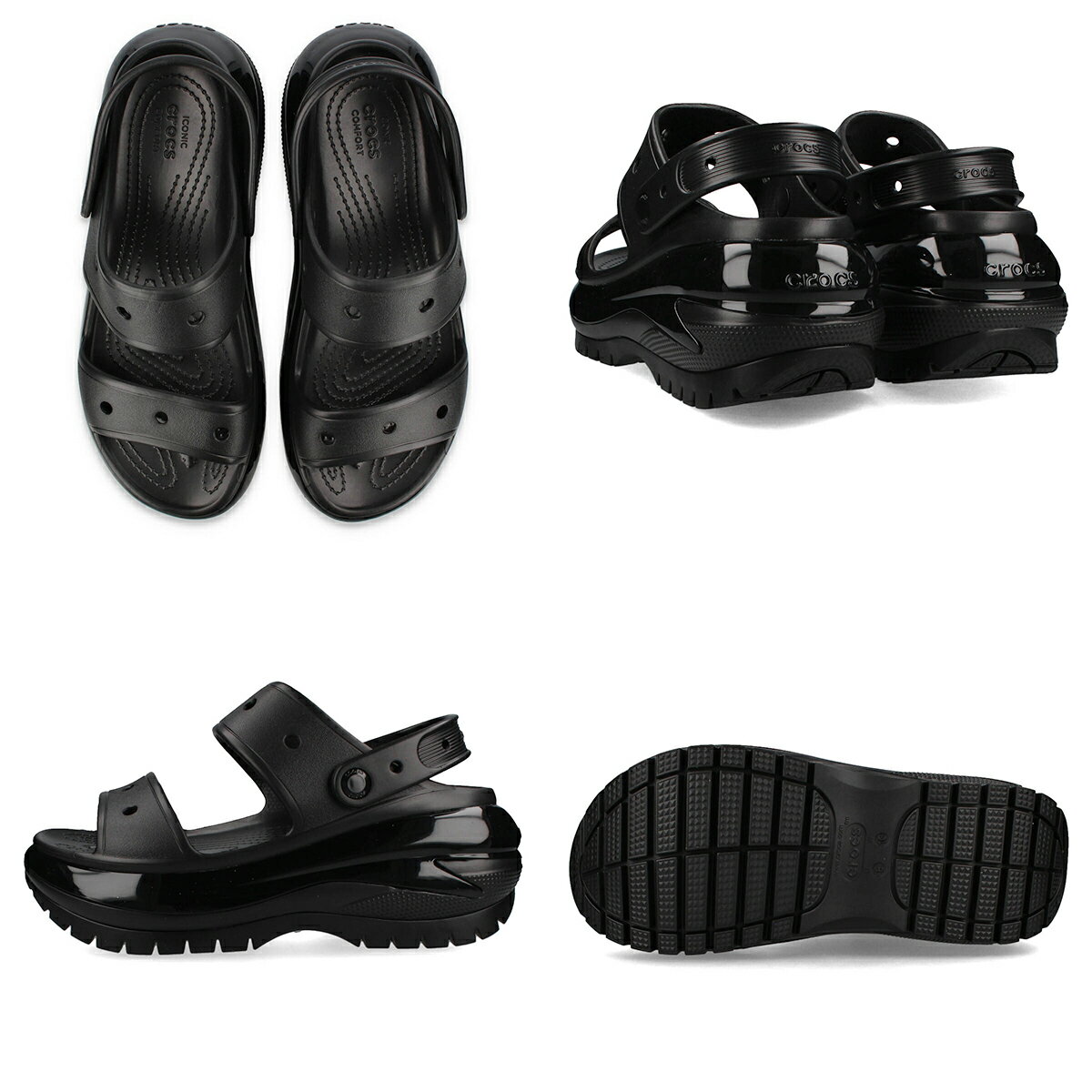 15時迄のご注文で即日発送可 CROCS MEGA CRUSH SANDAL クロックス メガ クラッシュ サンダル シューズ メンズ レディース BLACK WHITE BONE 3色展開 207989 3