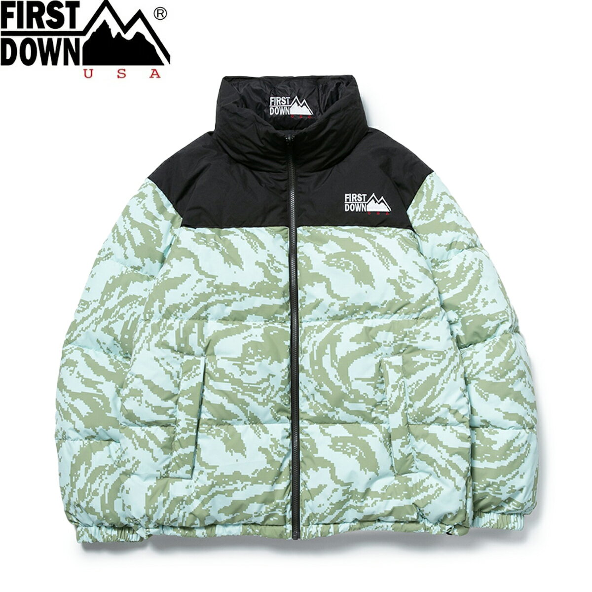  15時迄のご注文で即日発送可 FIRST DOWN BUBBLE DOWN JACKET ファーストダウン バブル ダウン ジャケット メンズ アウター 上着 秋冬 LIZARD CAMO リザードカモ F342565C