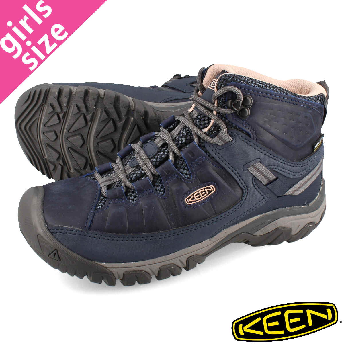  15時迄のご注文で即日発送可 KEEN WOMEN TARGHEE III MID WP キーン ターギー 3 ミッド ウォータープルーフ レディース ミッドカット 防水 VINTAGE INDIGO/PEACHY KEEN インディゴ ブルー 青 1026863