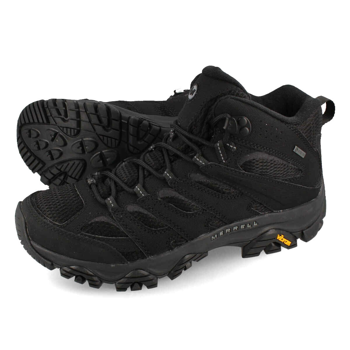 15時迄のご注文で即日発送可 MERRELL MOAB 3 SYNTHETIC MID GORE-TEX M メレル モアブ3 シンセティック ミッド ゴアテックス メンズ トレッキング シューズ ウォータープルーフ 防水性 VIBRAMソール TRIPLE BLACK トリプルブラック J500249