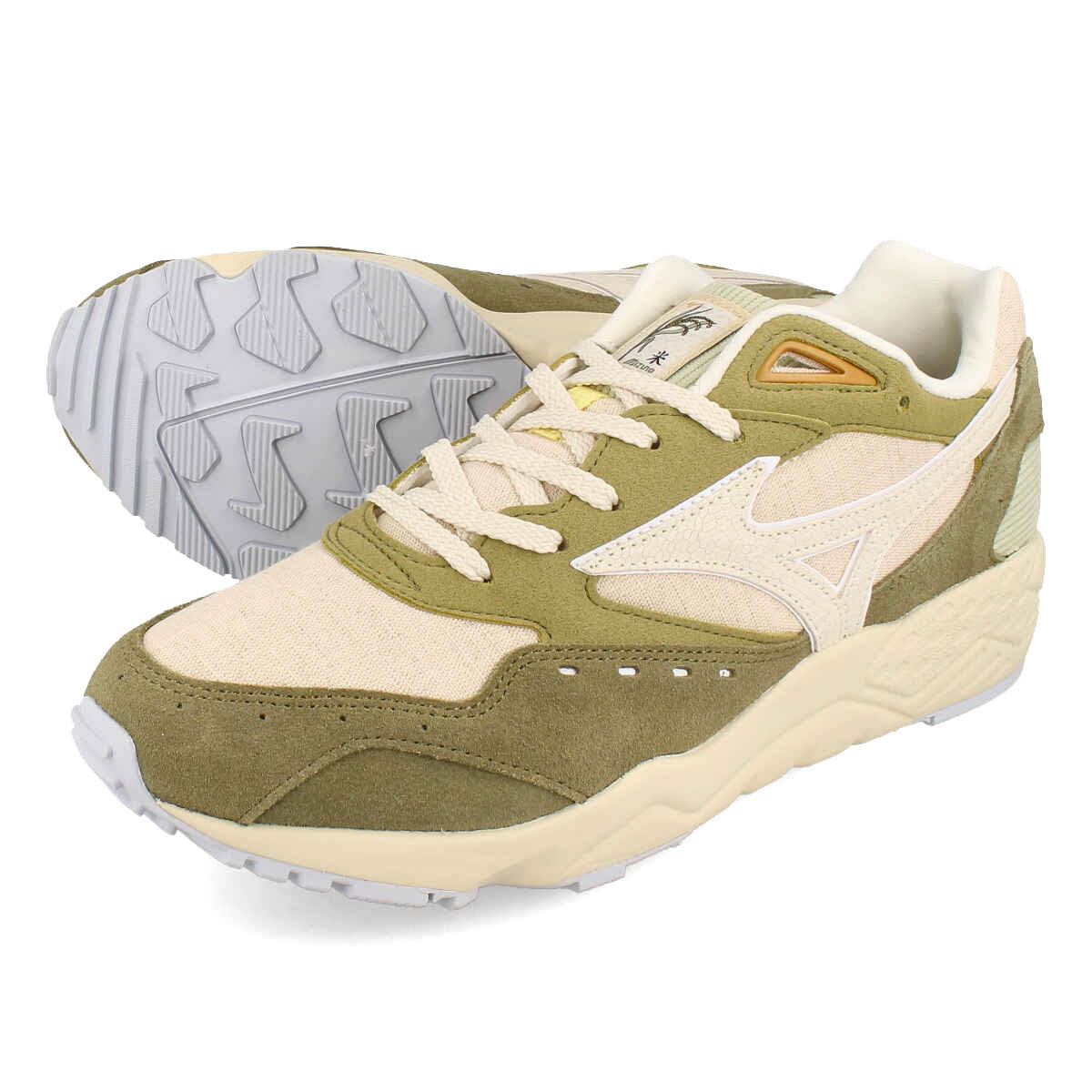 15時迄のご注文で即日発送可 MIZUNO CONTENDER ミズノ コンテンダー メンズ スニーカー ローカット BEIGE/WHITE RICE/GREEN ベージュ D1GA242001