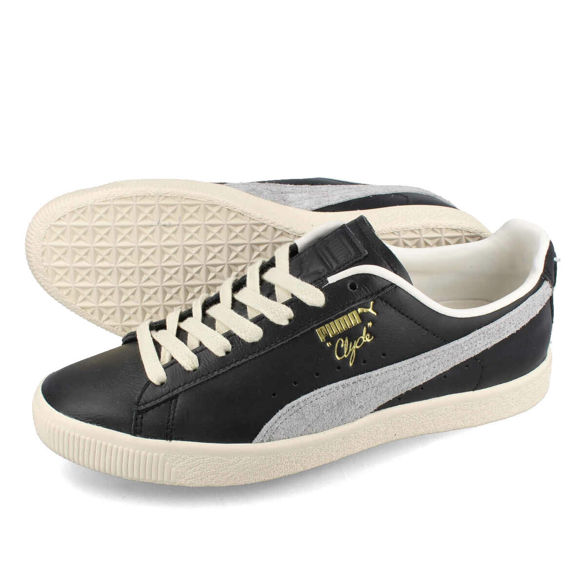  15時迄のご注文で即日発送可 PUMA CLYDE BASE プーマ クライド ベース メンズ レディース ローカット BLACK/FROSTED IVORY/TEAM GOLD ブラック 390091-02