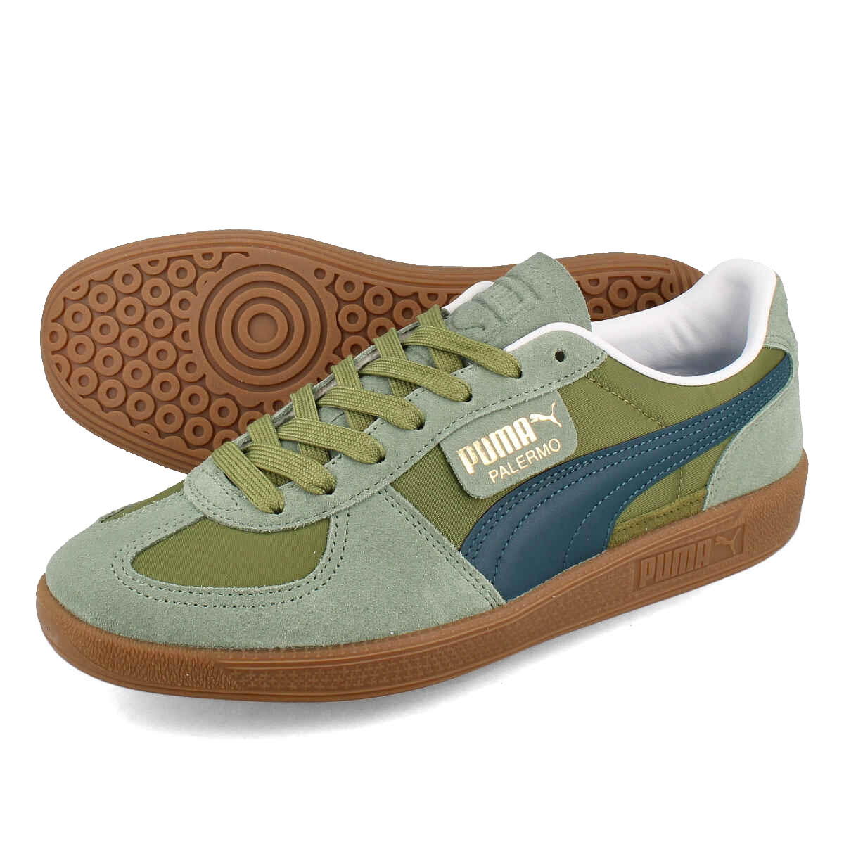 15時迄のご注文で即日発送可 PUMA PALERMO OG プーマ パレルモ OG メンズ スニーカー ローカット OLIVE GREEN/EUCALYPTUS/OCEAN グリーン 383011-11