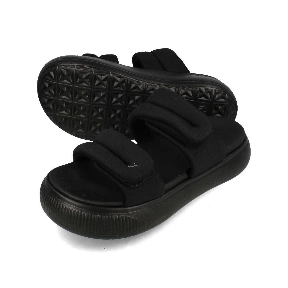 15時迄のご注文で即日発送可 PUMA MAYU PUFFY SLIDES WNS プーマ マユ パフィ スライド ウィメンズ レディース サンダル BLACK/AGED SILVER ブラック 399450-02