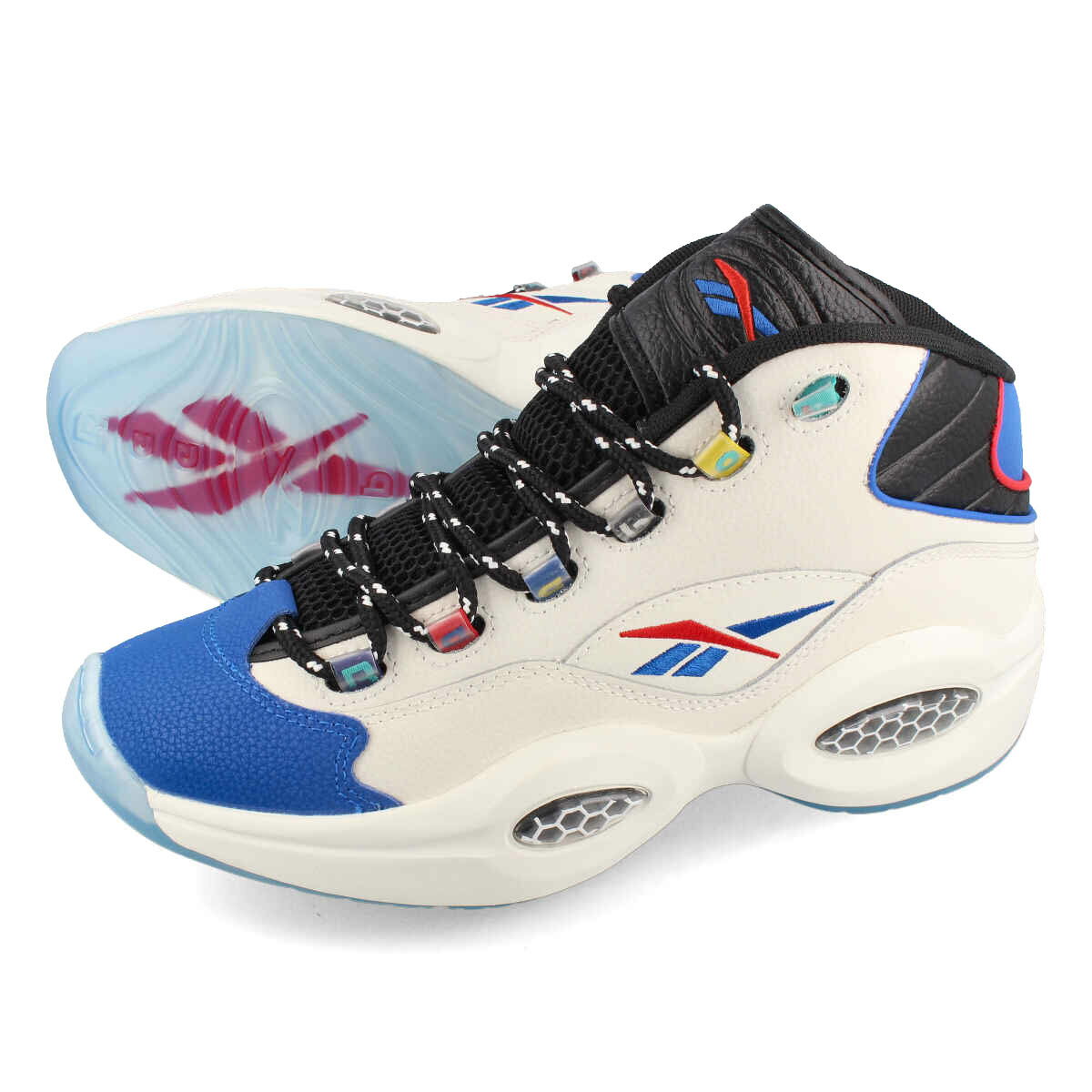  vCX E  15̂  Reebok QUESTION MID [{bN NGX` ~bh Y AEACo[\ CHALK CORE BLACK VECTOR BLUE x[W gw8858