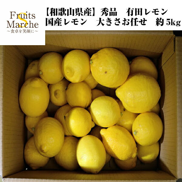 【送料無料】【和歌山県産】秀品　有田レモン　国産レモン　大きさお任せ　約5kg(北海道沖縄別途送料加算)れもん/檸檬/国産品/ジュース/お中元/敬老の日/スムージー/父の日/母の日/有田/れもん／レモン汁/ジャム/マーマレード/果物/フルーツ/