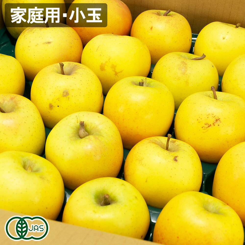 【小玉・家庭用】有機 シナノゴールド 8kg 有機JAS (青森県 北上農園) 産地直送 りんご