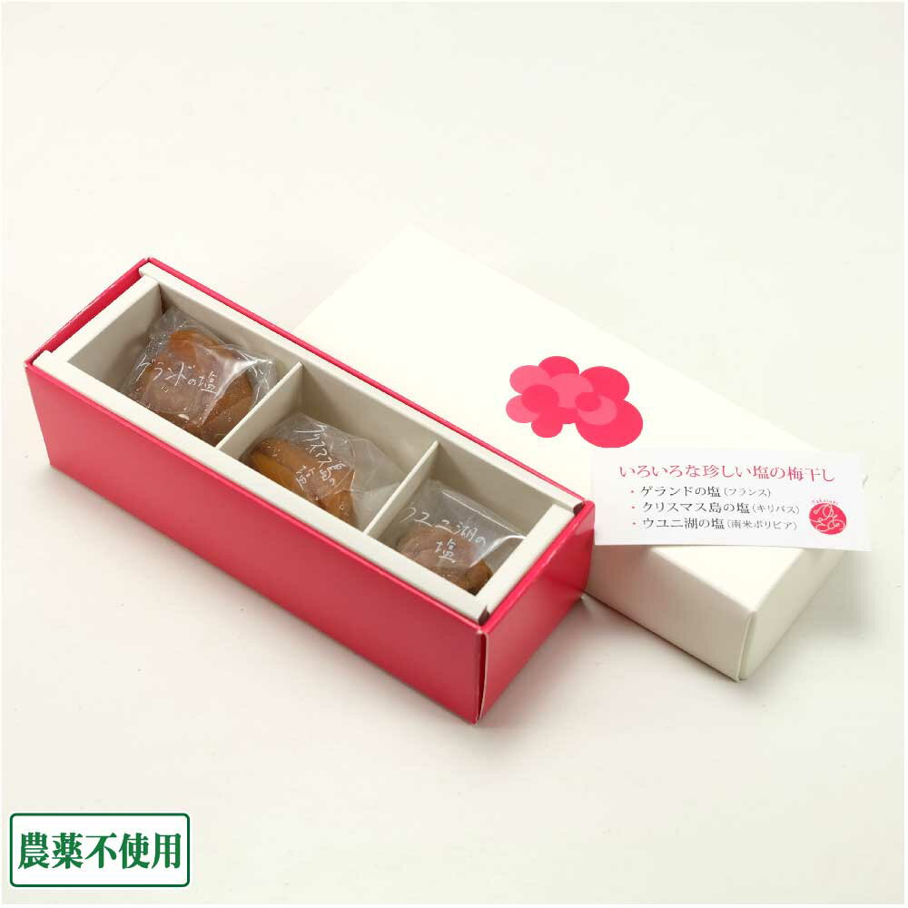 【10月中はP10倍！要エントリー】3種類の塩を楽しめる梅干しセット 3個×10セット 農薬不使用 (群馬県 ゆあさ農園) 産地直送