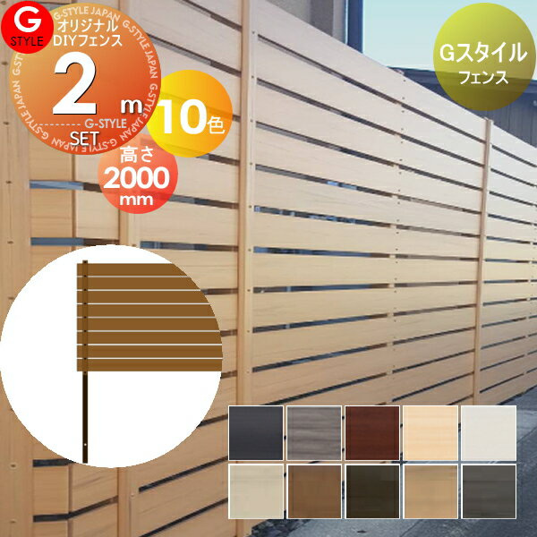 フェンス 目隠し オリジナルDIYフェンス Gスタイルフェンス ハーフタイプ 本体・柱・部品 組立て部材セット 約2M(1スパン分) H2000mm×L1995mm用 人工ウッド 人工木材 樹脂製 横張り 樹脂製 板材 境界 屋外