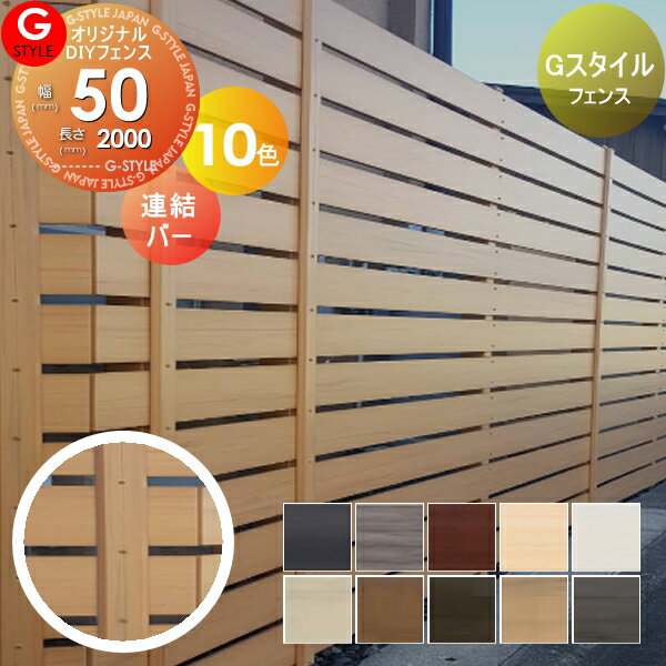 【部品】 固定部品 オリジナルDIYフェンス Gスタイルフェンス 連結バー W50×L2000 人工ウッド 人工木材 樹脂製 横張り 樹脂製 板材 境界 屋外