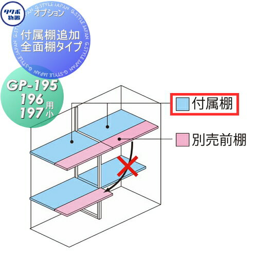 【部品】 物置 収納オプション タクボ 物置 TAKUBO 田窪工業所 グランプレステージジャンプ オプション 付属棚追加 全面棚タイプ GP-195、196、197用 小 対応サイズを必ず確認して下さい。 F-19W 小型物置 倉庫